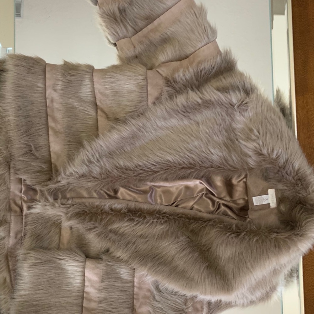 Chicos Faux Fur & Suede Size (3) Coat Overcoat